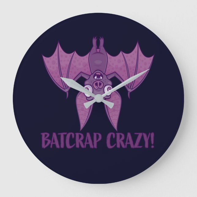 Batcrap Crazy Wacky Cartoon Bat Large Clock (Front)