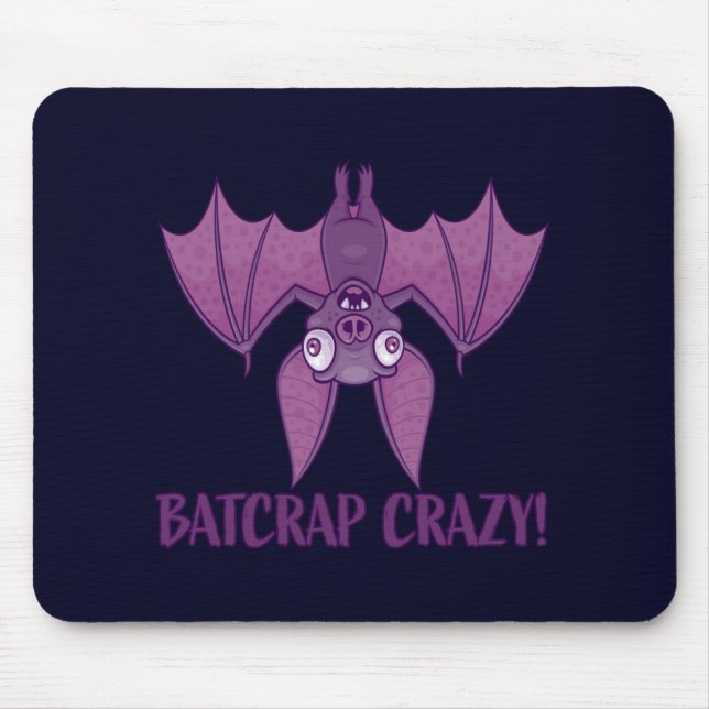 Batcrap Crazy Wacky Cartoon Bat Mouse Pad (Front)