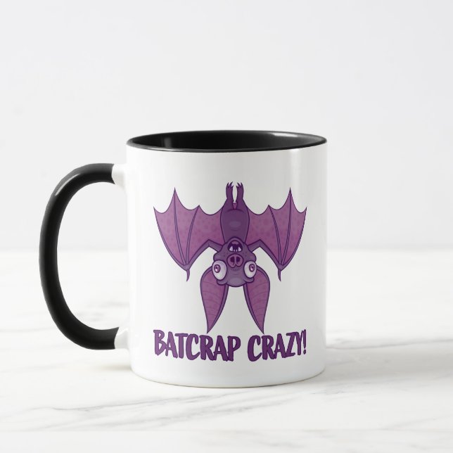 Batcrap Crazy Wacky Cartoon Bat Mug (Left)