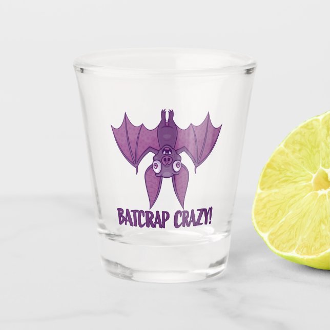 Batcrap Crazy Wacky Cartoon Bat Shot Glass (Front)