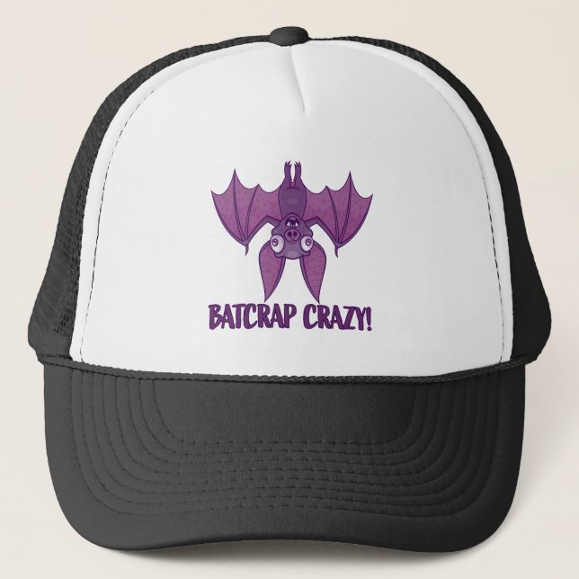 Batcrap Crazy Wacky Cartoon Bat Trucker Hat (Front)