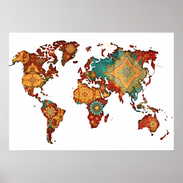 Bateek Wall Art World Map Poster (Front)