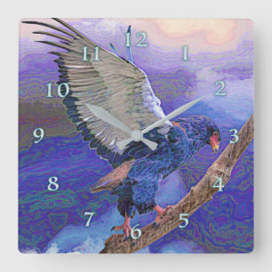 BATELEUR EAFLE SALUTE TO AFRICA SQUARE WALL CLOCK