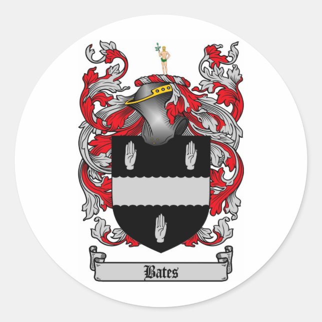 BATES FAMILY CREST -  BATES COAT OF ARMS CLASSIC ROUND STICKER (Front)
