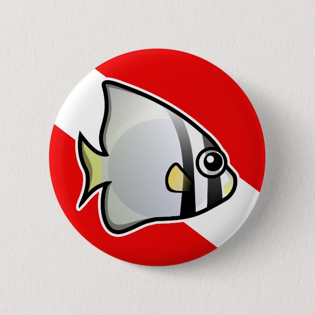 Batfish Dive Flag 6 Cm Round Badge (Front)