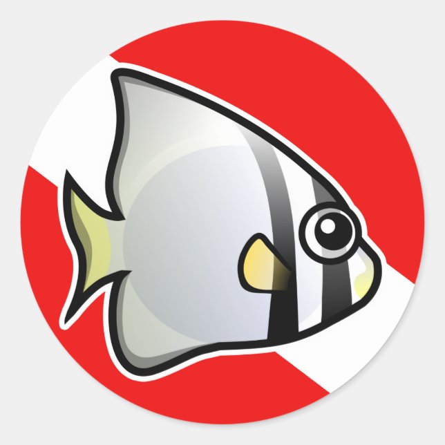 Batfish Dive Flag Classic Round Sticker (Front)