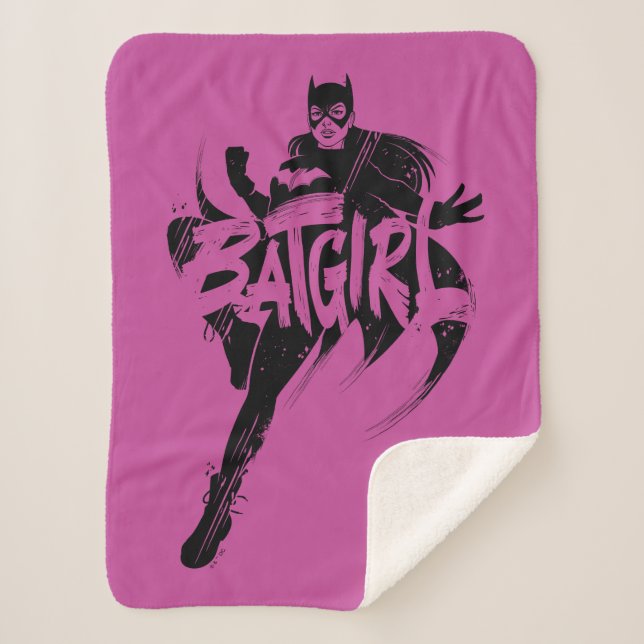 Batgirl Ink Brush Name Sherpa Blanket (Front)