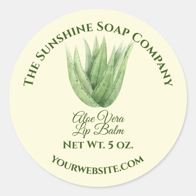 Bath and Body Product Label - aloe vera - yellow (Front)