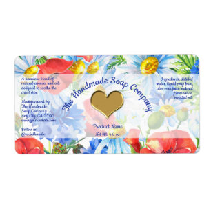 Bath and Body Product Label Poppies and Daisies