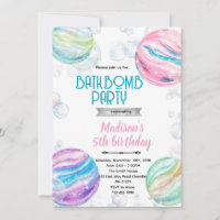 Bath bomb birthday party invitation