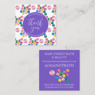 Bath Bomb Business Thank You For Your Purchase Square Business Card