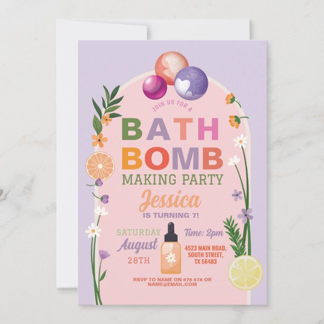 Bath Bomb Making Crafts Birthday Fragrance  Invitation (Front)