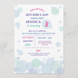 Bath Bomb Soap Making Bubble Birthday Party Invite