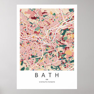 Bath England Map Poster Modern City Wall Art