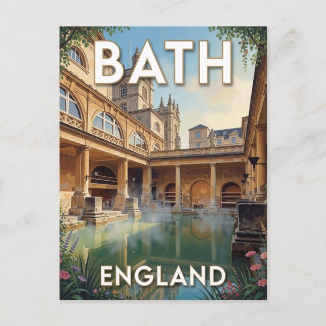 Bath England Roman Baths Scene   Postcard (Front)