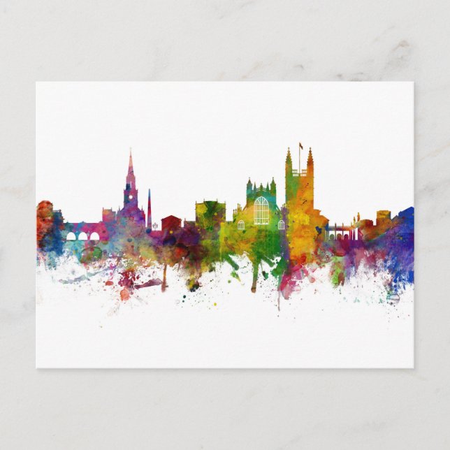 Bath England Skyline Cityscape Postcard (Front)