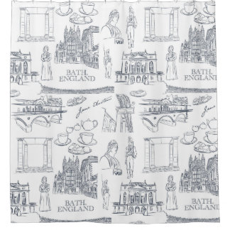 Bath, England Toile style pattern, Jane Austen Shower Curtain