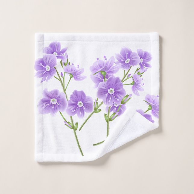 Bath Face Towel-Purple Wildflowers Wash Cloth (Wash Cloth)