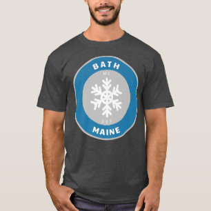 Bath Maine ME Winter Snow Snowflake Badge Souvenir T-Shirt