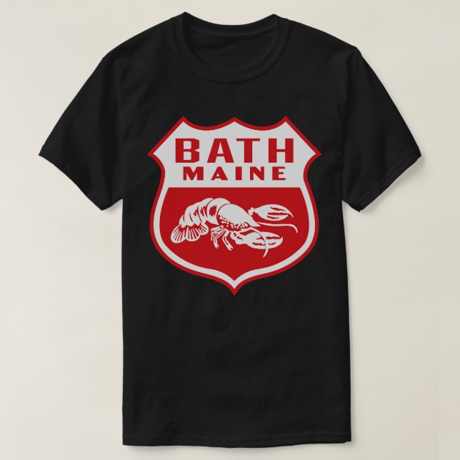 Bath Maine Retro  Shield White T-Shirt (Design Front)