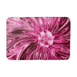 Bath Mat Abstract Lines Purple Flower