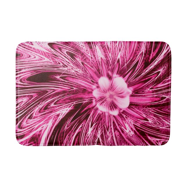 Bath Mat Abstract Lines Purple Flower (Front)