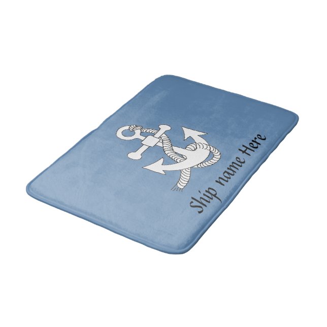 Bath Mat - Anchor with Ship Name (Angled)