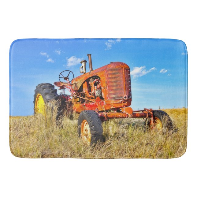 Bath Mat Antique Orange Tractor (Front)