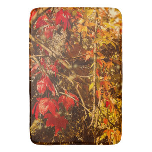 Bath Mat Autumn Red Yellow Vines