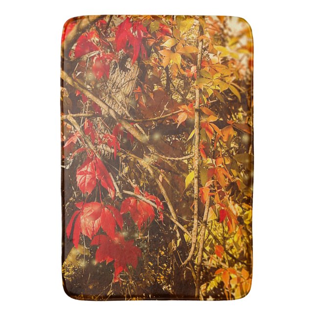 Bath Mat Autumn Red Yellow Vines (Front Vertical)