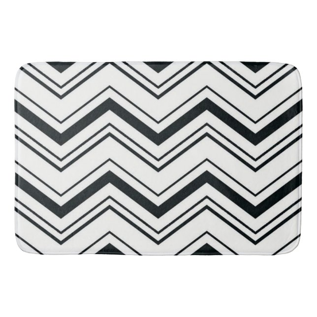 Bath Mat/Black and White Zig Zags Mat (Front)