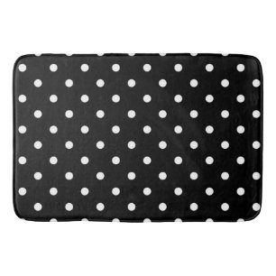 Bath Mat/Black with White Polka Dots Mat