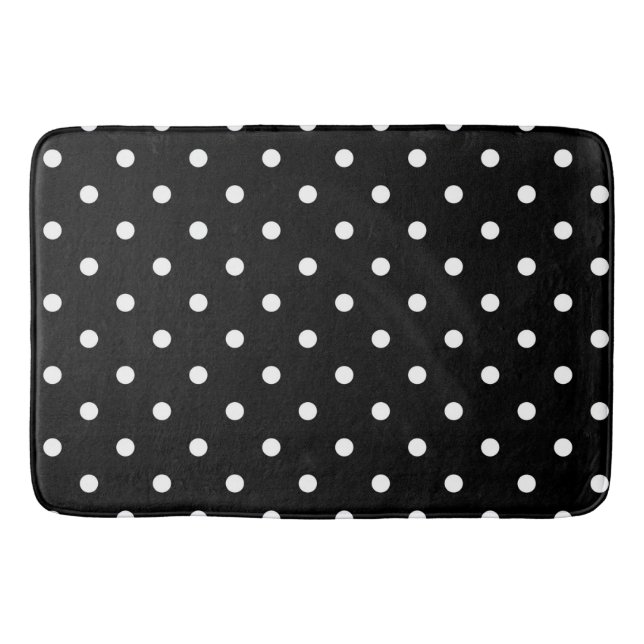 Bath Mat/Black with White Polka Dots Mat (Front)