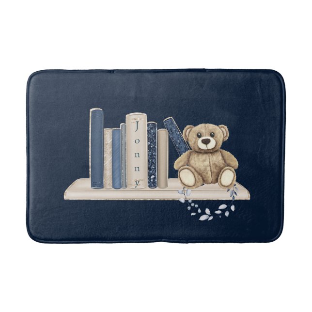 Bath Mat Boy's Books and Teddy Bear Opt 2 (Front)