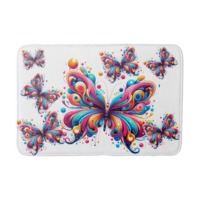 Bath Mat - Colourful Geometric Butterflies (Front)