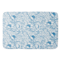 Bath Mat Floral Blue