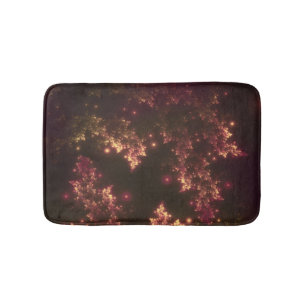 Bath Mat Fractal Leaves Red Glow