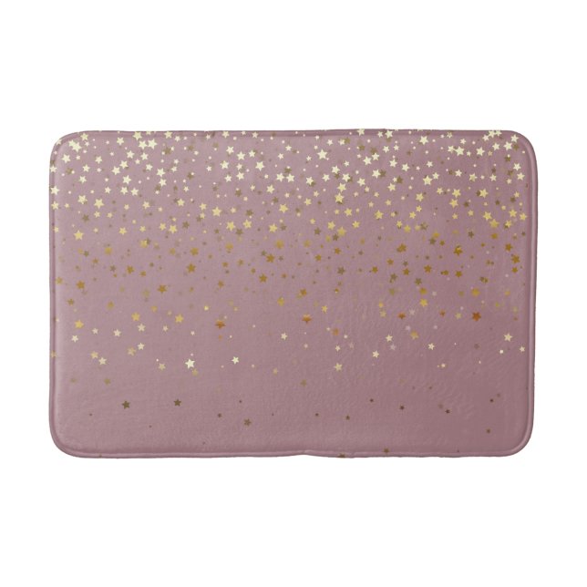 Bath Mat-Golden shower of Stars DSTY Rose Bath Mat (Front)