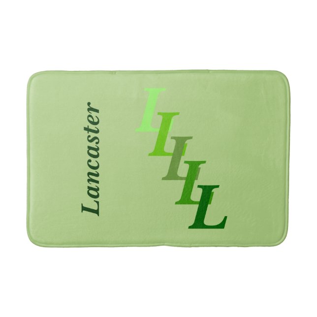 Bath Mat - Green Name and Initials (Front)