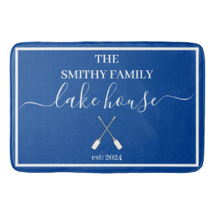 Bath Mat - Lake House Blue and White
