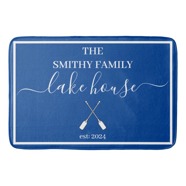 Bath Mat - Lake House Blue and White (Front)