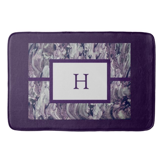 Bath Mat No.2 Purple&Grey Fluid Swirl PERSONALIZE (Front)