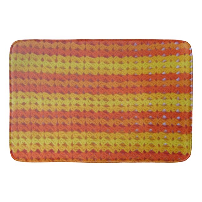 Bath Mat - Orange Afghan Pattern (Front)