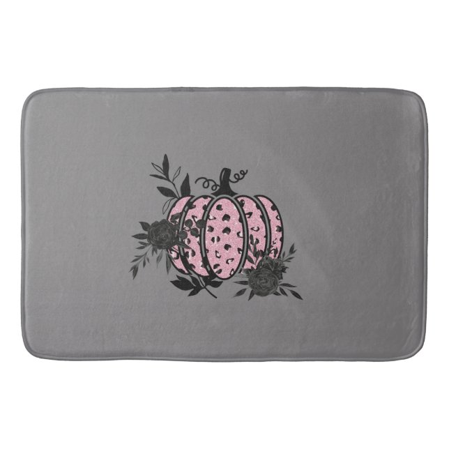 Bath Mat, Pink and Black Leopard Pumpkin Bath Mat (Front)