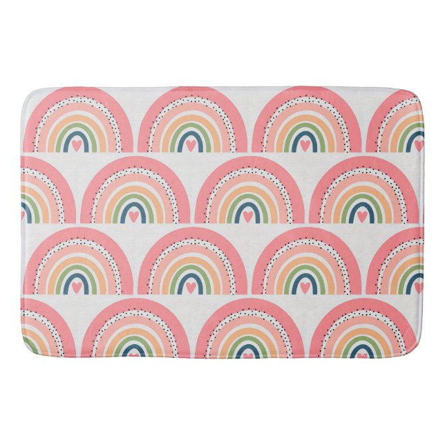 Bath Mat - Pink Rainbow Polka Dots (Front)