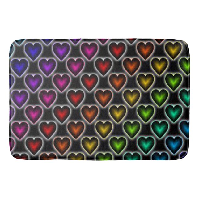 Bath Mat/Rainbow Hearts Bath Mat (Front)
