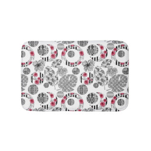 Bath Mat,Red and Black, Quilting ,Patchwork Mat