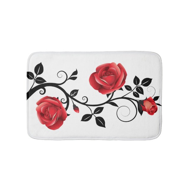 Bath Mat-Red Rose Vine Bath Mat (Front)