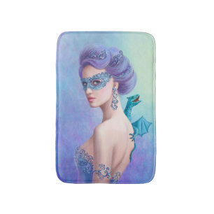 Bath Mat snow queen in mask with blue dragon