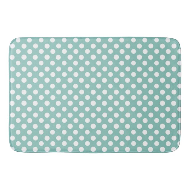 Bath Mat/Teal & White Polka Dots Bath Mat (Front)